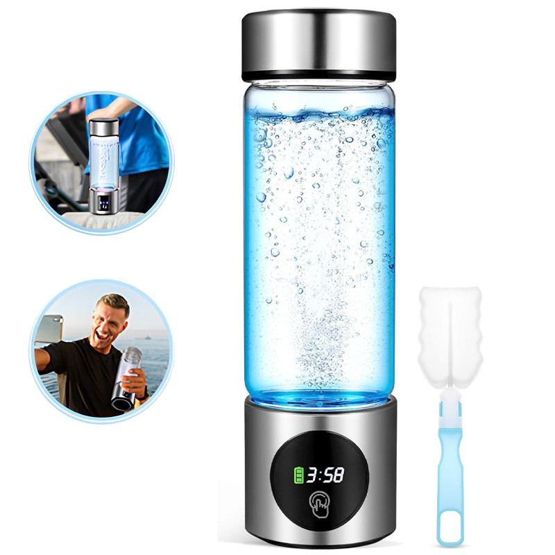 Portable Performance Hydrogen Water Generator Bottle SPE+PEM Dual amber lonizer + PPB&Time splay Ele