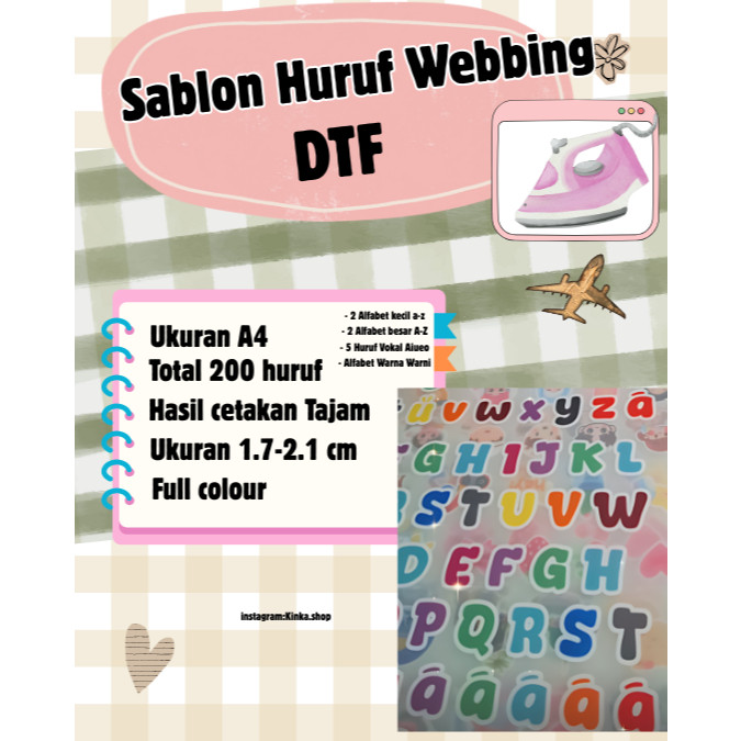 WEBBING KEYCHAIN DTF SABLON HURUF ISI 200 HURUF LEBIH BANYAK