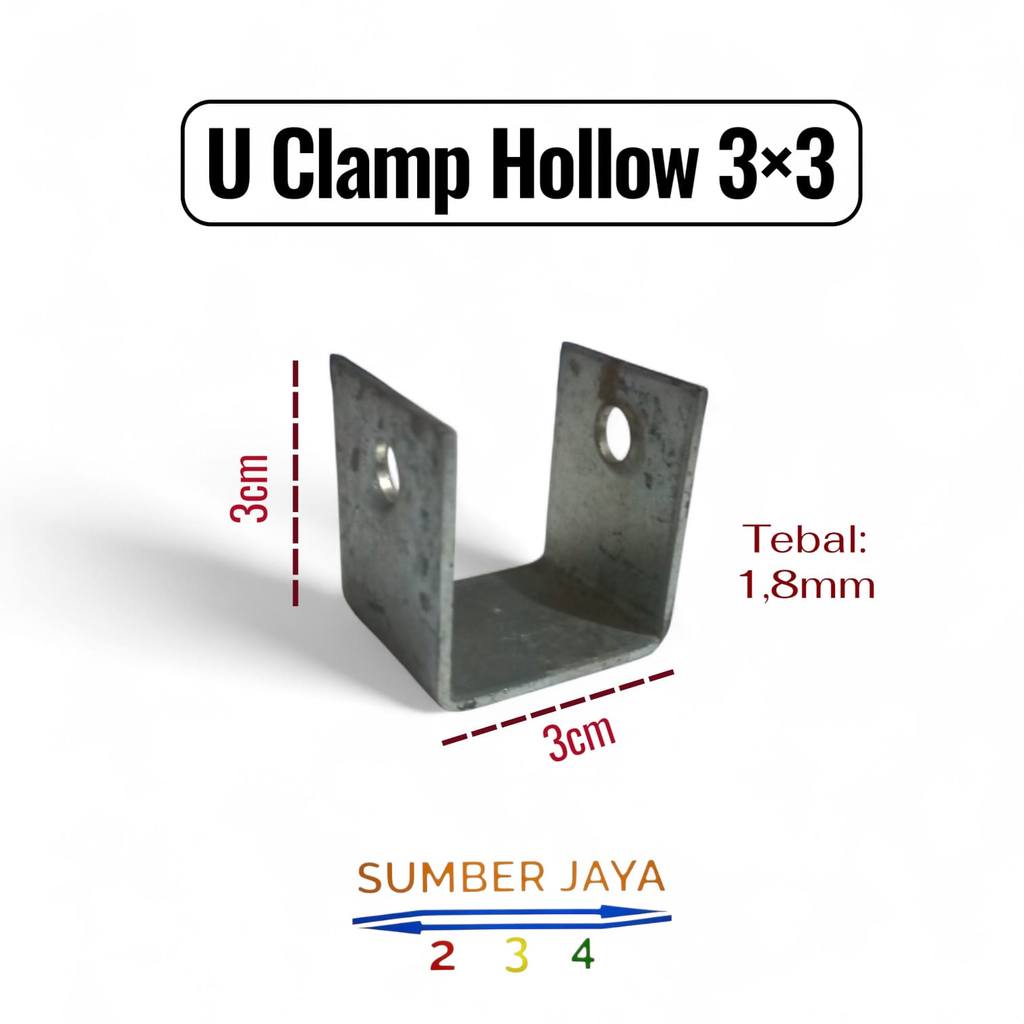 U Clamp 3 X 3 Rangka Plafon Bracket Hollow Tebal 1.8 mm