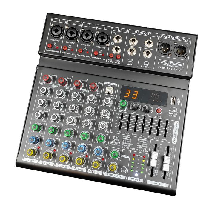 RECORDING TECH ELEGANT 6 - MIXER 6 CHANNEL PODCAST RECORDING KARAOKE - ELEGANT 6 MK2