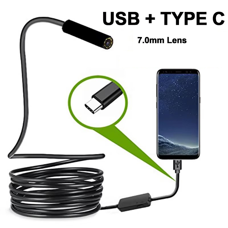 TYPE C 7.0mm Android USB Endoscope Camera 1m/2m/3m/5m/10m For PC Android Phone Endoscope Pipe  Endos