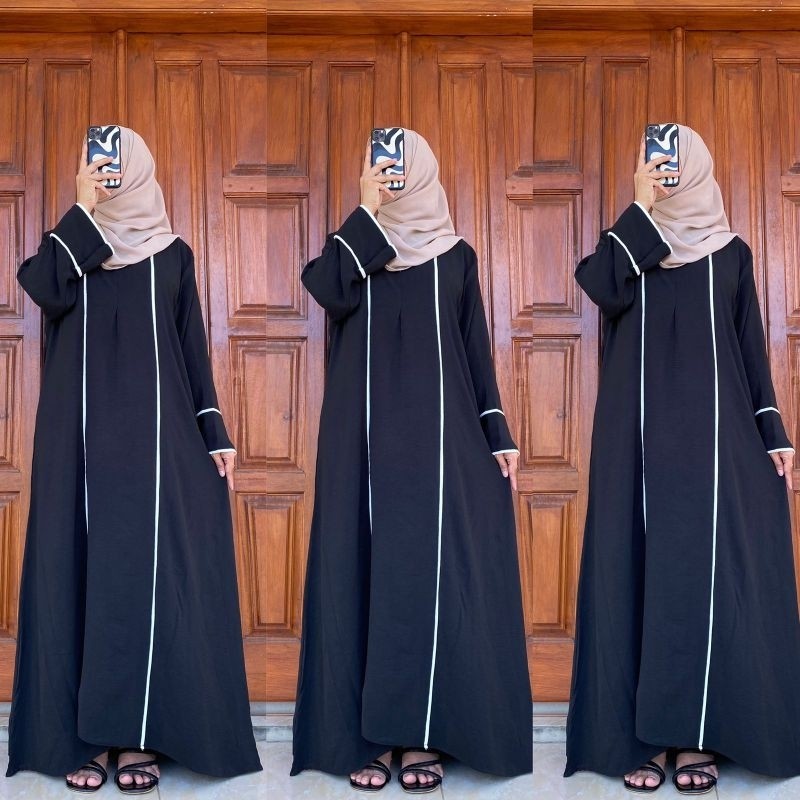 Abaya Hameeda||Abaya Remaja Dewasa||Abaya List putih