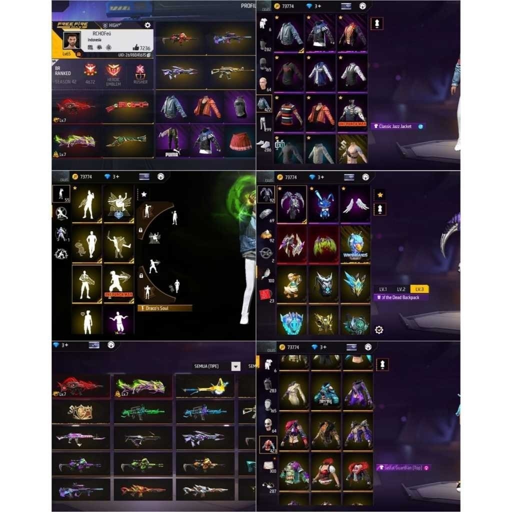 AKUN FF Sultan-Level Tinggi,Skin Langkap,ready akun ff murah-bagus ff full skin