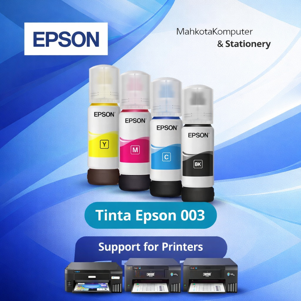Tinta Epson 003 Original Resmi - Hitam Cyan Magenta Kuning (BK C M Y) | Tinta Printer L3110 L3210