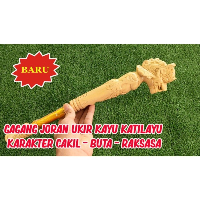 Termurah Gagang Joran Pancing Ukir Kayu Katilayu - Wayang Cakil / Raksasa / Bar