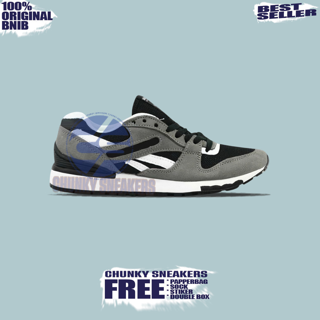 Sepatu Sneakers Reebok GL6000 Grey White Black 100% Original BNIB Unisex
