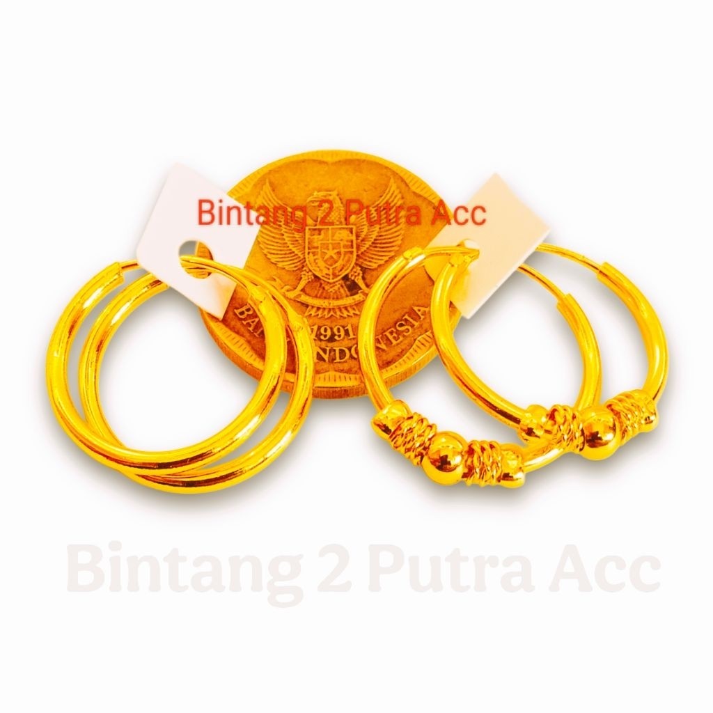 Anting Gipsi Koin 1991 Elegan Earrings Uk 20mm & 25mm Bahan koin Perhiasan