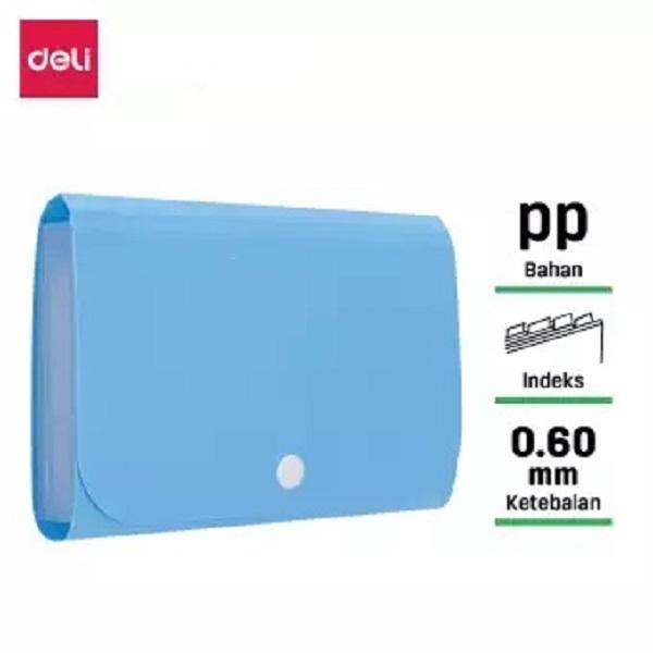 Deli Dompet plastik A6 map uang map nota map giro Expanding File - Biru
