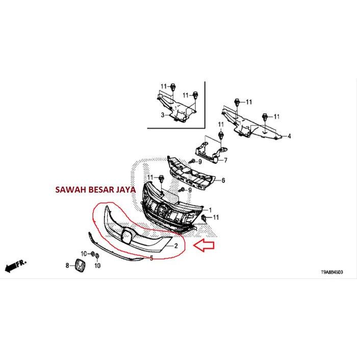 List Lis Garnish Cover Chrome Gril Grill Grille Depan Honda City GM6 2014 2015 2016 2017 Original PA
