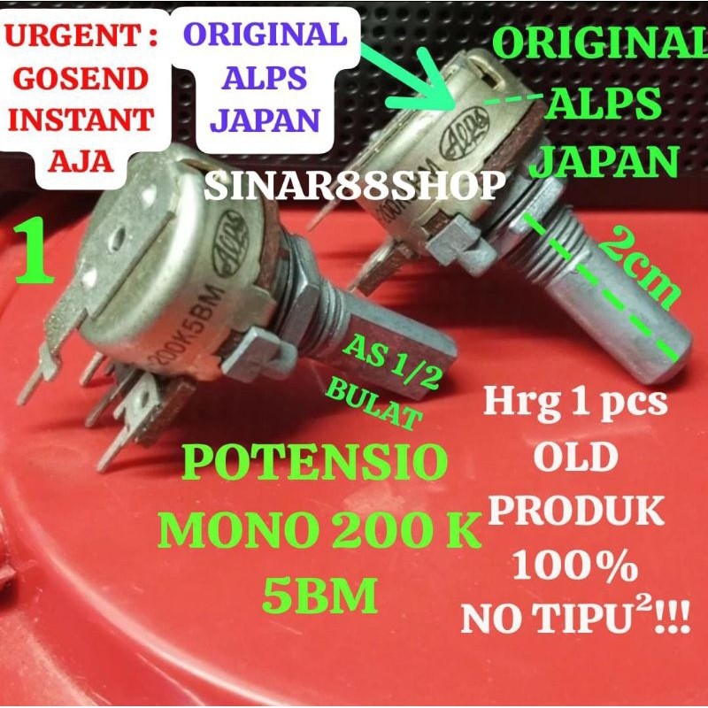 POTENSIO MONO+CT 200K5BM AS SETENGAH BULAT ALPS JAPAN ORIGINAL ASLI VARIABLE TRIMPOT TR FINAL SANKEN