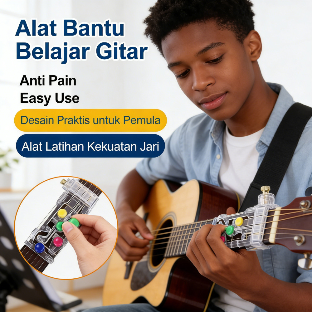 Guitar Learning Assistant Button Aid Buddy Anti Pain Chord Tombol Alat Bantu Gitar