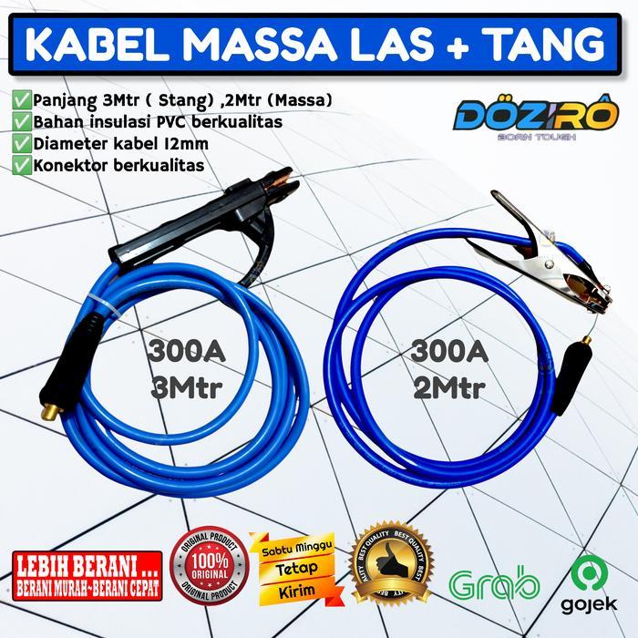 Konstrux paket kabel las listrik stang + massa 300a 3m + 2m - kabel 16mm 3x3m