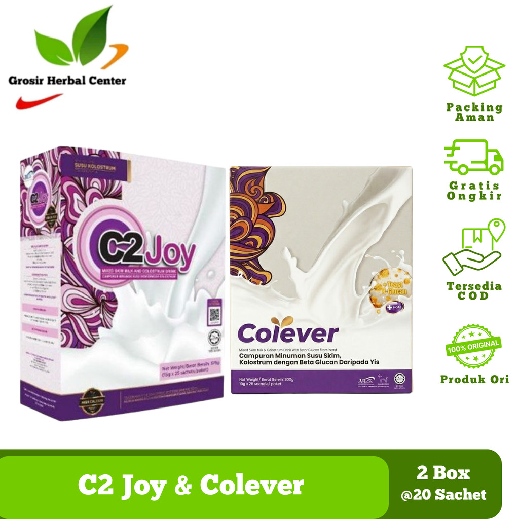 Bundle Hemat C2Joy & Colever - Susu Skim Kolostrum Asli - Nutrisi Imun & Sendi