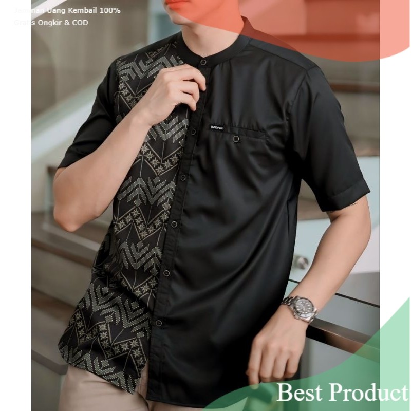 Kemeja Lengan Pendek Kadam/pakaian muslim/kemko motif/kemeja batik pria bahan toyobopakaian pria lai