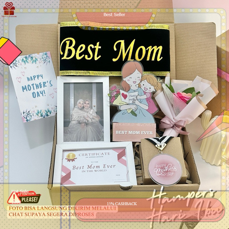 Kado Hampers Ibu - Hampers Spesial Hari Ibu - Medali Ibu - Sertifikat Untuk Ibu - Kado Hari Ibu - Ka