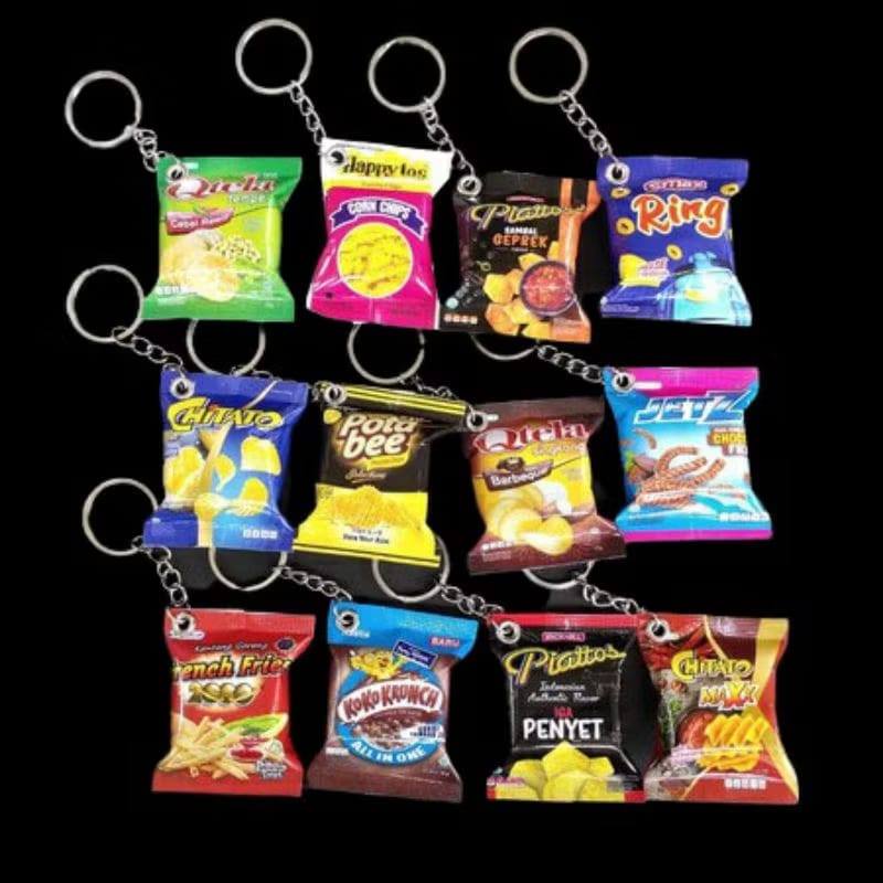 Gantungan Kunci Replika Snack kemasan plastik Souvenir Pernikahan ulang Tahun Khitanan souvenir Berm