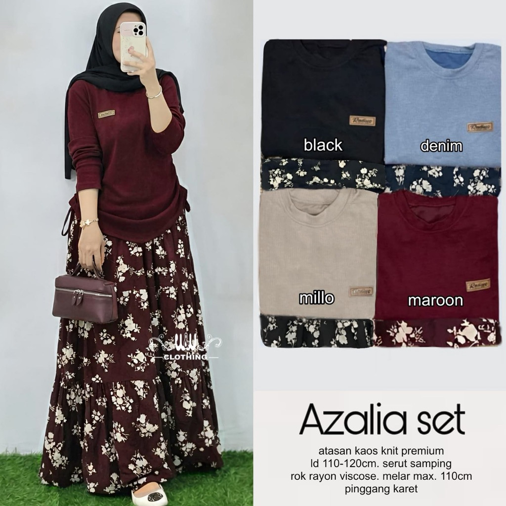 Azalia Set Rok Baju Knit rok rayon by WW