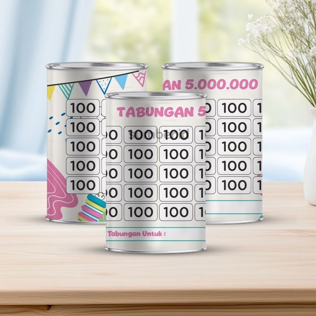 Celengan target 5juta pecahan 100ribu permanen buka tutup tabungan mini 100K GET 5JT ukuran 10 cm x 