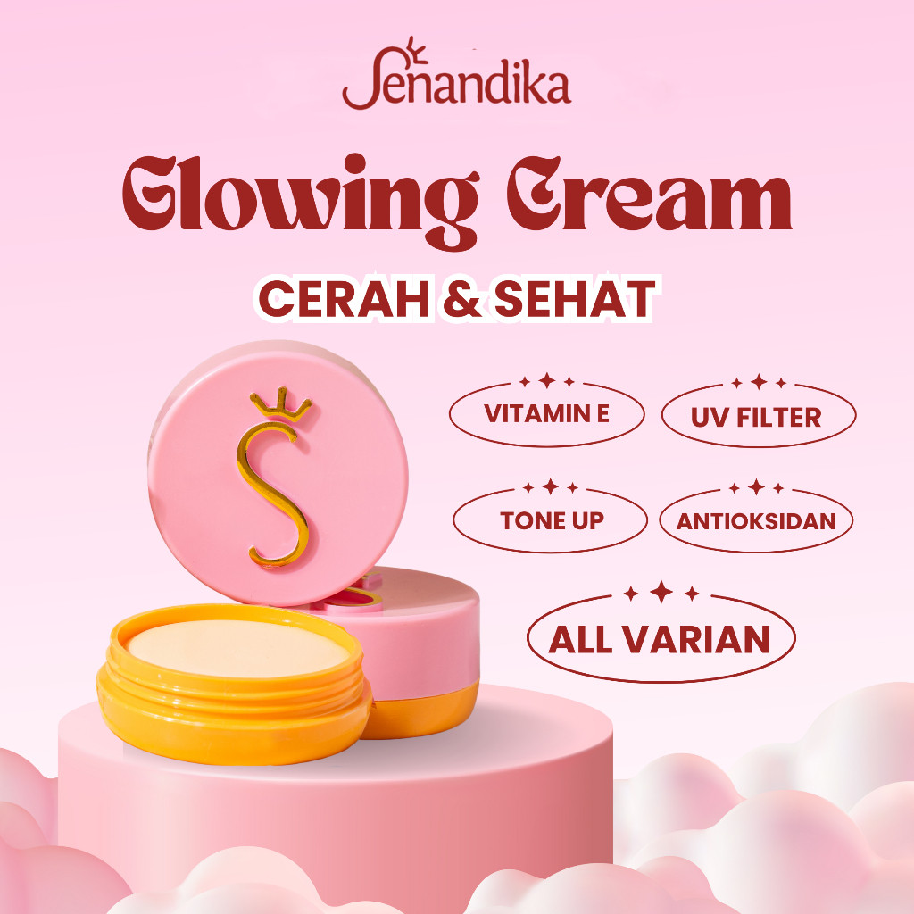 Senandika Glowing Cream Vit-E BPOM krim pencerah wajah skincare moisturizer aman bumil busui