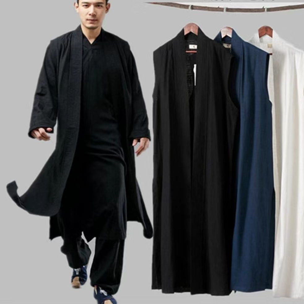 Jubah Pria Cardigan Panjang Kimono Style Outer Pria Longgar Elegan Bahan Adem Casual Fashion Pria