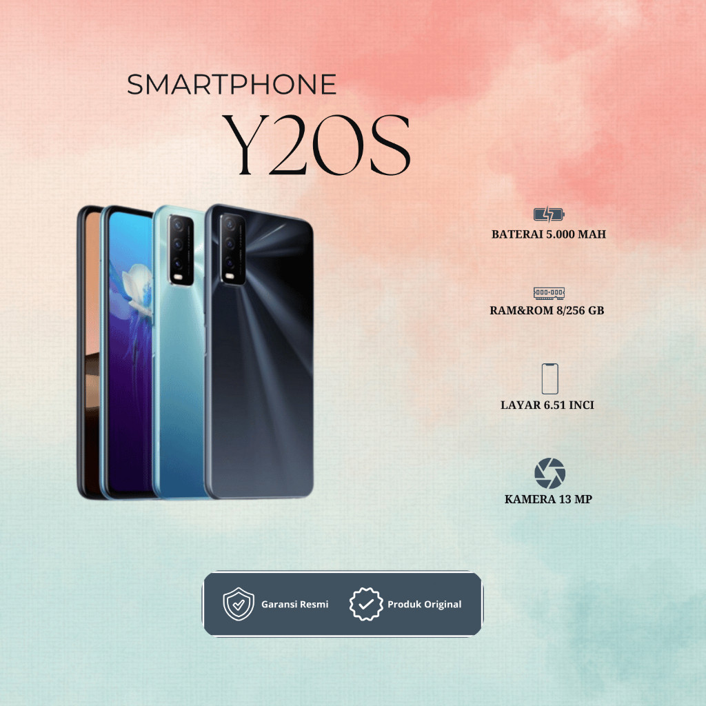 HP VIVO Y20S RAM 8/256GB KAMERA 13 MP LAYAR 6.51 INCI ORIGINAL GARANSI 1 TAHUN