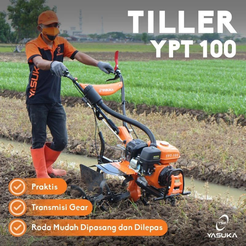 Mesin Traktor Mini Cultivator YASUKA YPT100 / Mesin Bajak Sawah Basah Kering Tiller Cultivator Pemba