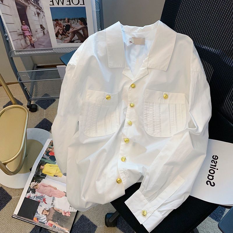 Kaos Lengan Panjang Kerah Polo Wanita - Atasan Jaket Vintage Longgar