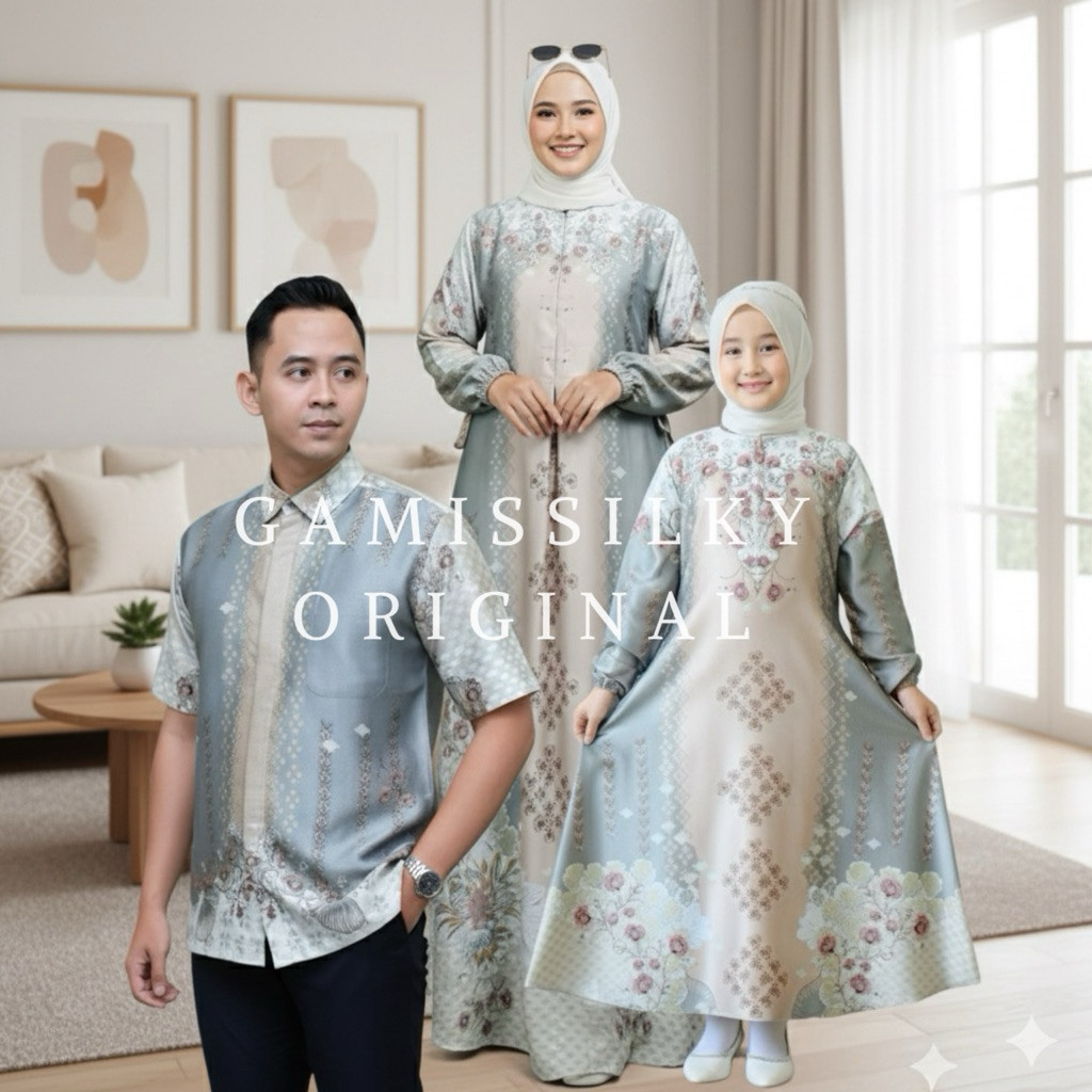 SARIMBIT KELUARGA LEBARAN 2026 Set Couple Pasangan Bahan Silk Premium Couple Keluarga