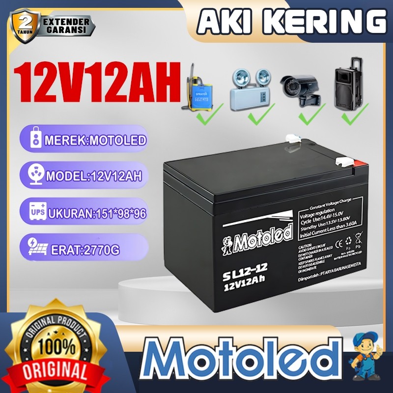 READY MOTOLED ASLI Aki Sepeda Listrik Aki 12V 12AH Kemasan tebal Aki Semprotan Pertanian/ Aki Spraye