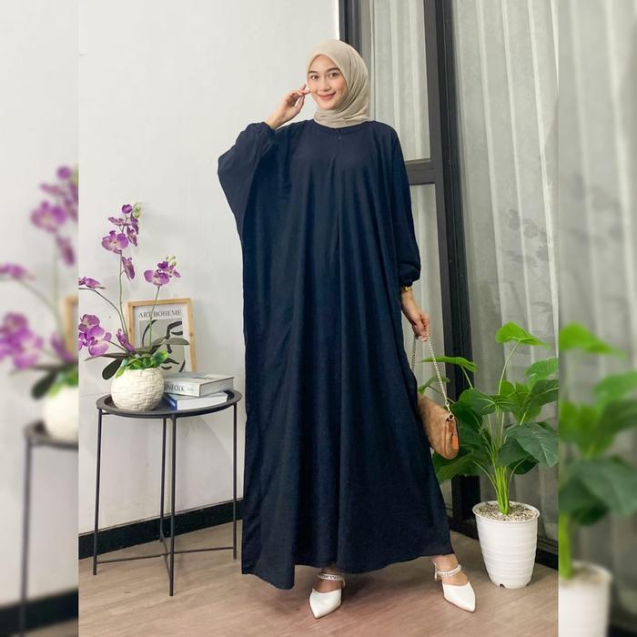 Exclusive Sale Kaftan Polos Rayon - Kaftan Jumbo Busui Lengan Panjang Kaftan Lebaran 2024 - Hitam, A