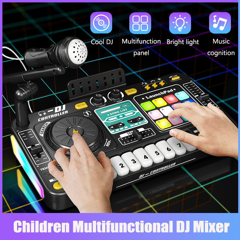 Multifunctional DJ Turntable with Microphone Simulation DJ Mixer Bluetooth Electric DJ Player Music 