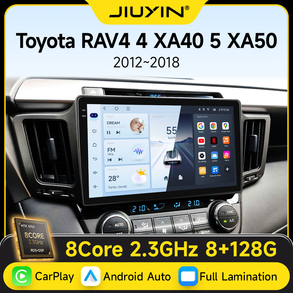 JIUYIN AI Voice Wireless CarPlay Android Auto Radio untuk Toyota RAV4 RAV 4 2012 - 2018 4G Car Multi