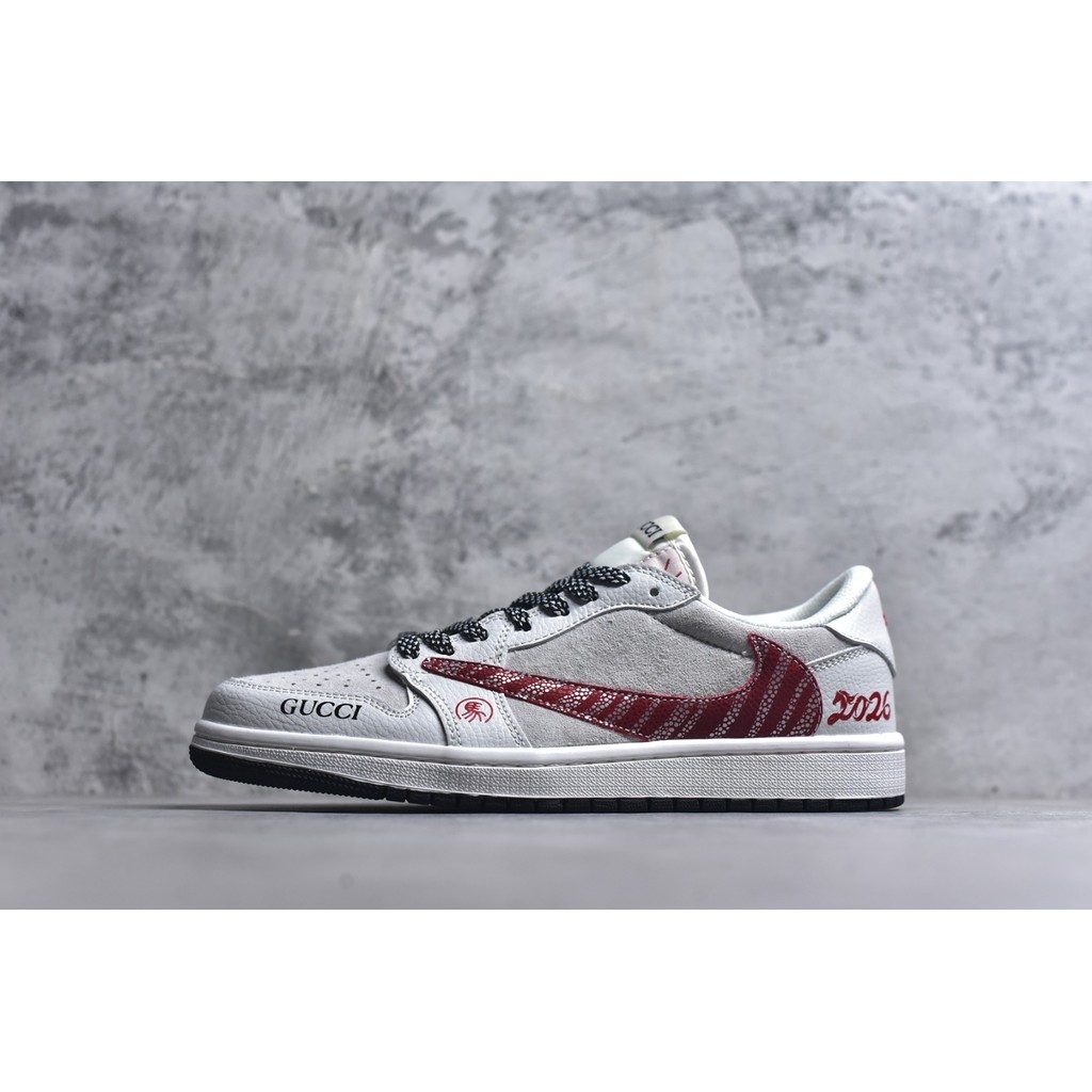 N1K3 AJ1 Low x GVCC1 Sepatu olahraga low-top kelas atas dan sepatu kasual edisi terbatas Year of the