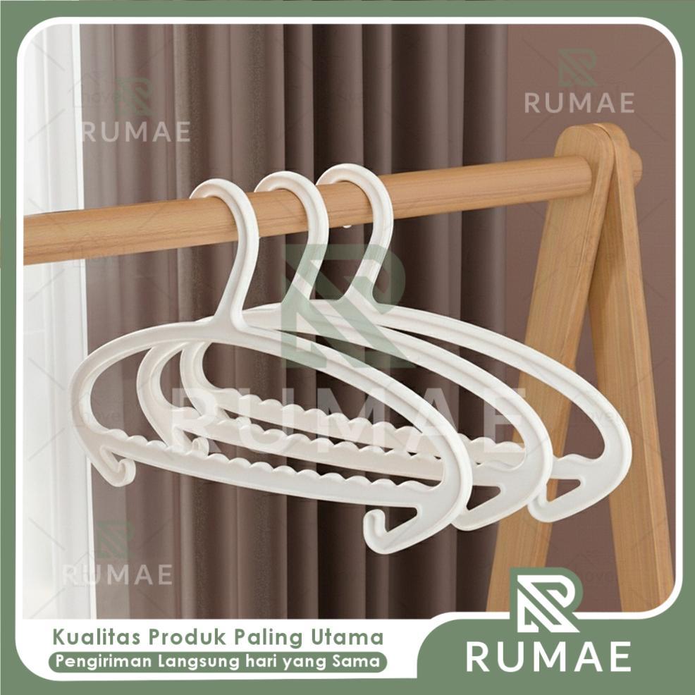 RUMAE Hanger Pakaian Premium Dengan Kait Bawah Ujung Lengkung Halus Gantungan Baju Anti Bekas Untuk 
