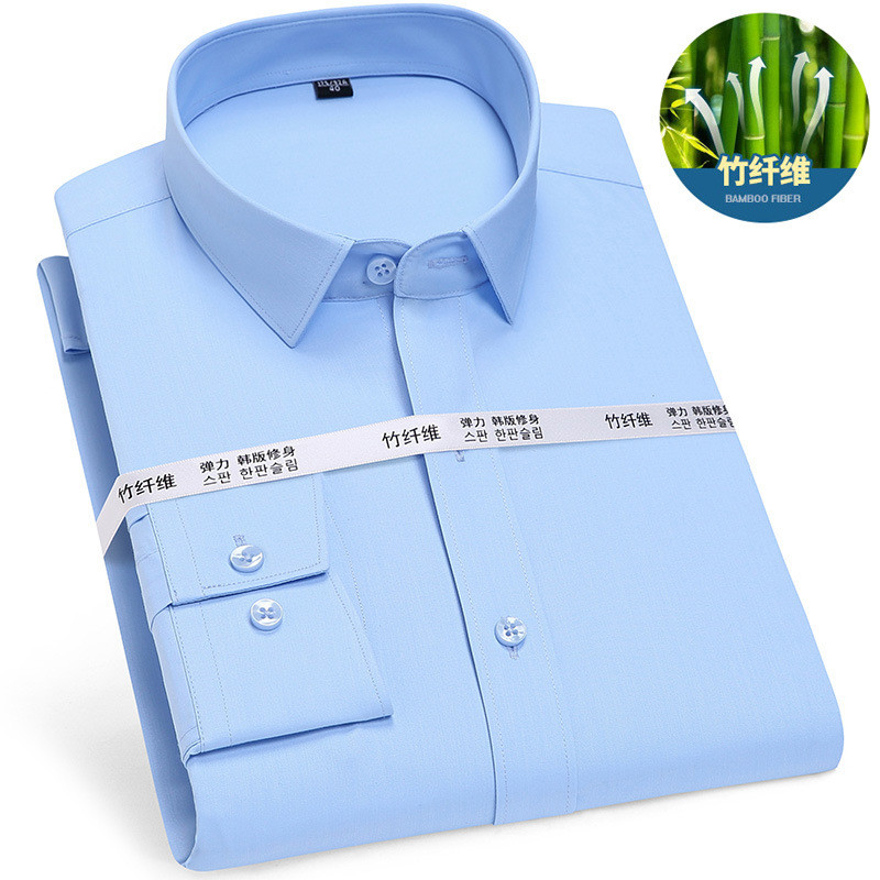 Kemeja formal profesional bisnis slim-fit berbahan serat bambu yang elastis
