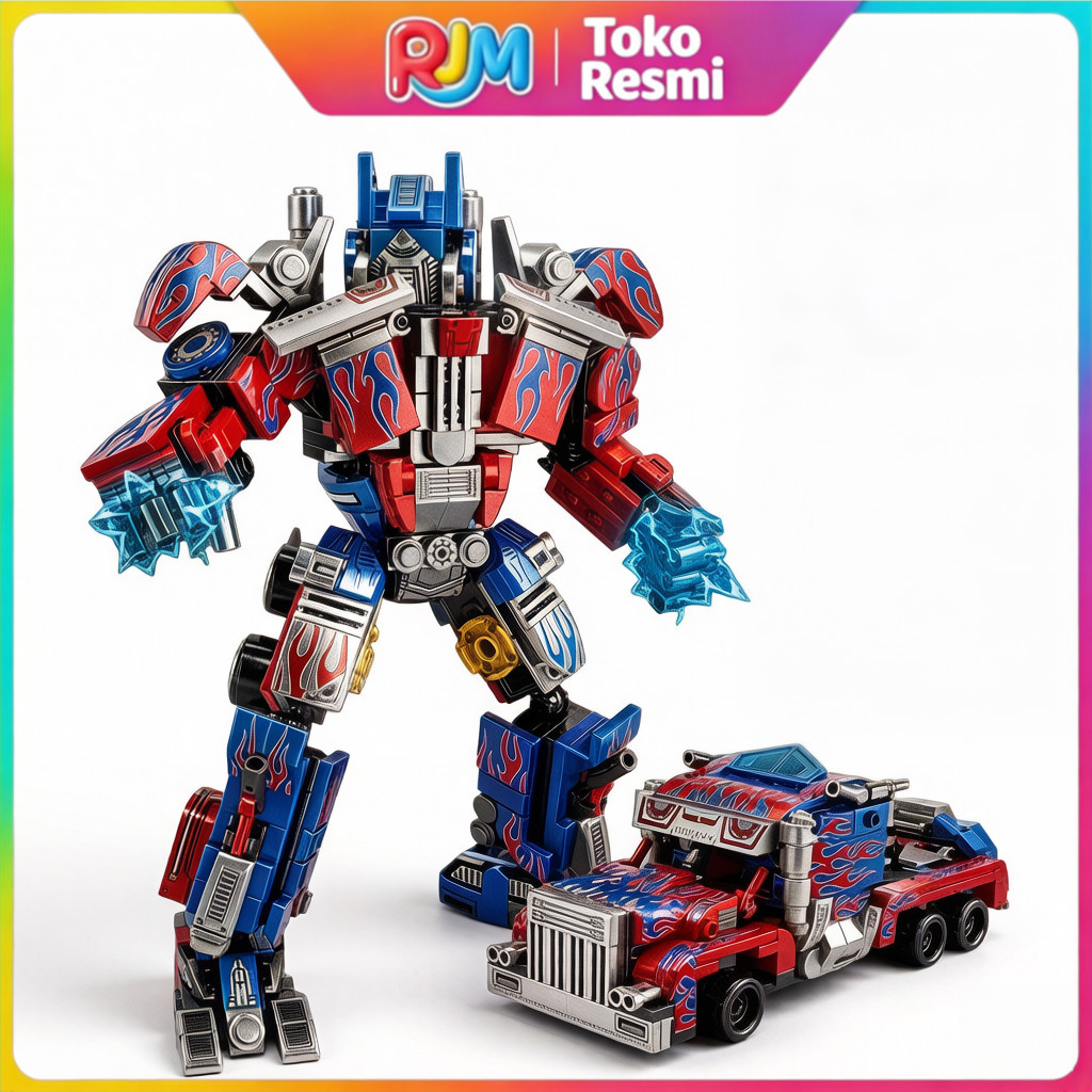 RJM Mainan DIY Block Balok Susun Transformer Robot Car Brick Building Blok 2in1 Mobil Robot Laki-lak
