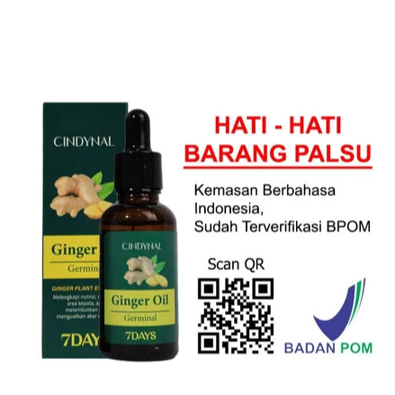 Cindynal Ginger Oil Germinal 7 Days Akar Rambut Menguatkan Wangi Harum 30 ML