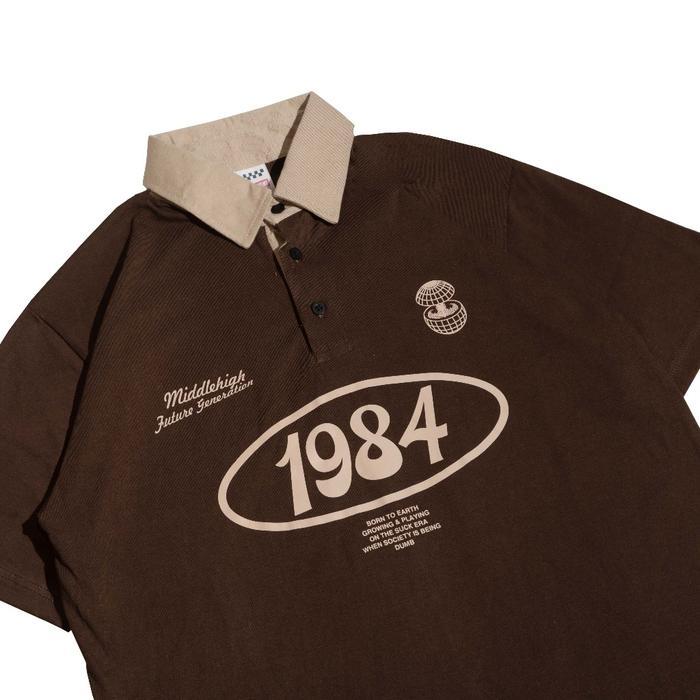 Middlehigh Vintage Rugby Polo shirt - 1984 Studios - Coklat Kopi, S