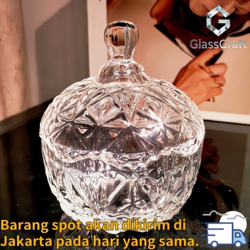 Toples Kaca Kristal Set Mewah Kristal Besar  Toples Kaca Jumbo Mewah Kristal Besar