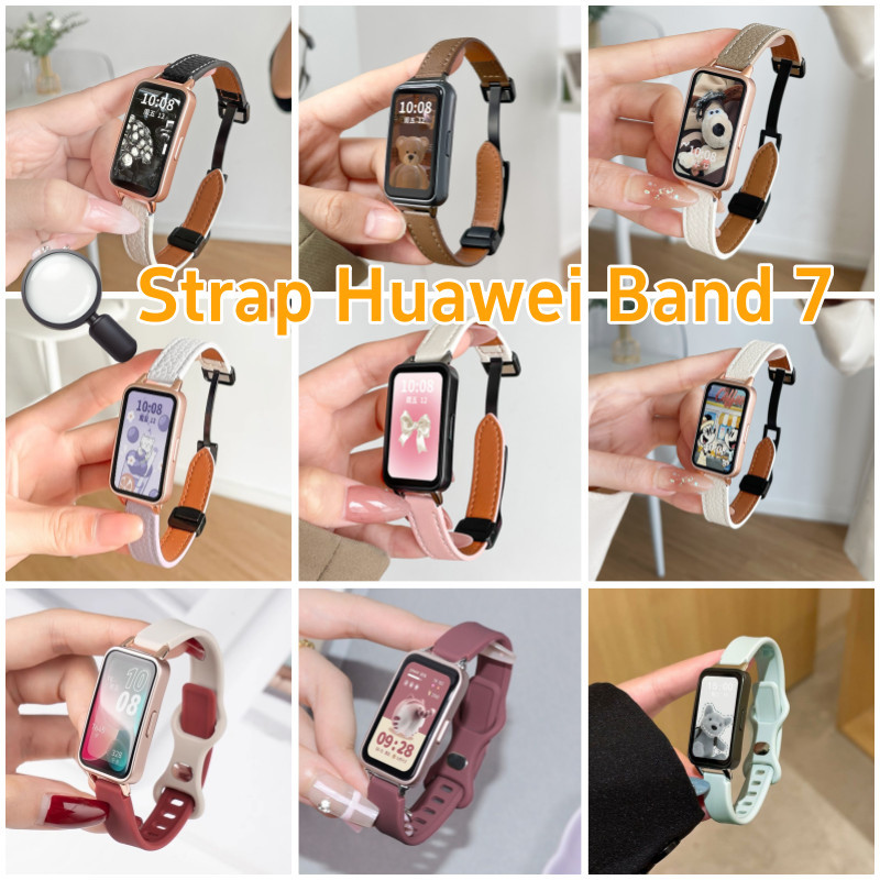 Strap Huawei Band 7 Leather Strap huawei band 7 tali  silicone watch strap huawei band 7 jam Smart S