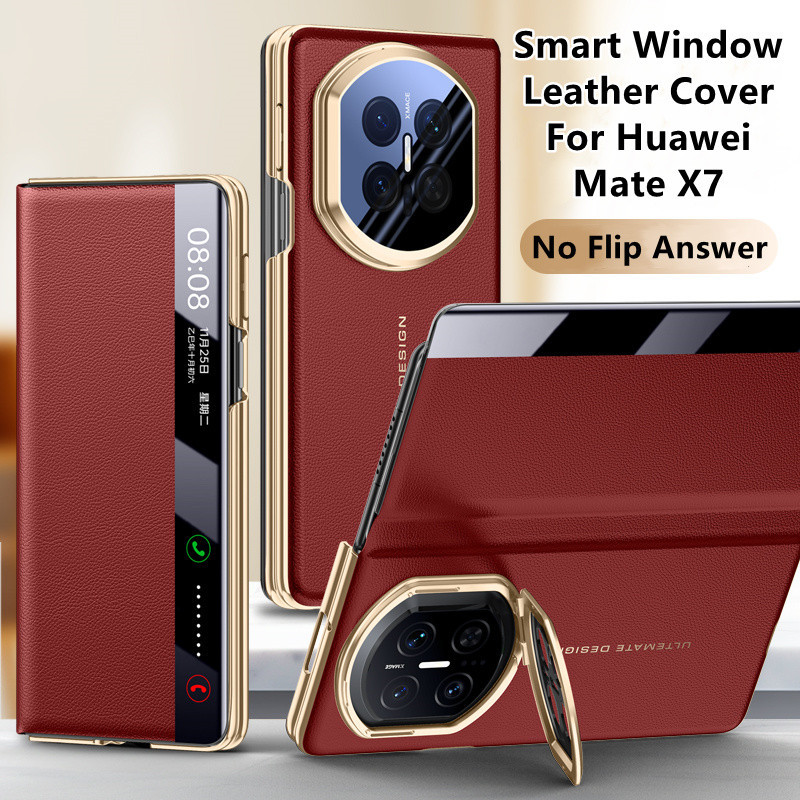 Casing untuk Huawei Mate X7  Sarung Ponsel Lipat Kulit Magnetik    Dudukan Braket Cangkang Tahan Gun