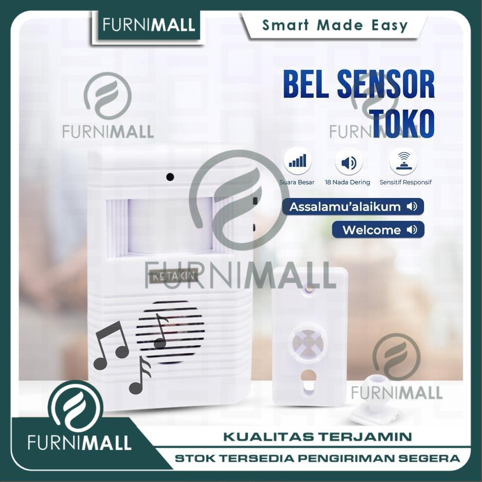 FURNIMALL Bel Pintu Sensor Gerak Wireless Dengan Suara Welcome Untuk Toko dan Rumah Sistem Anti Mali