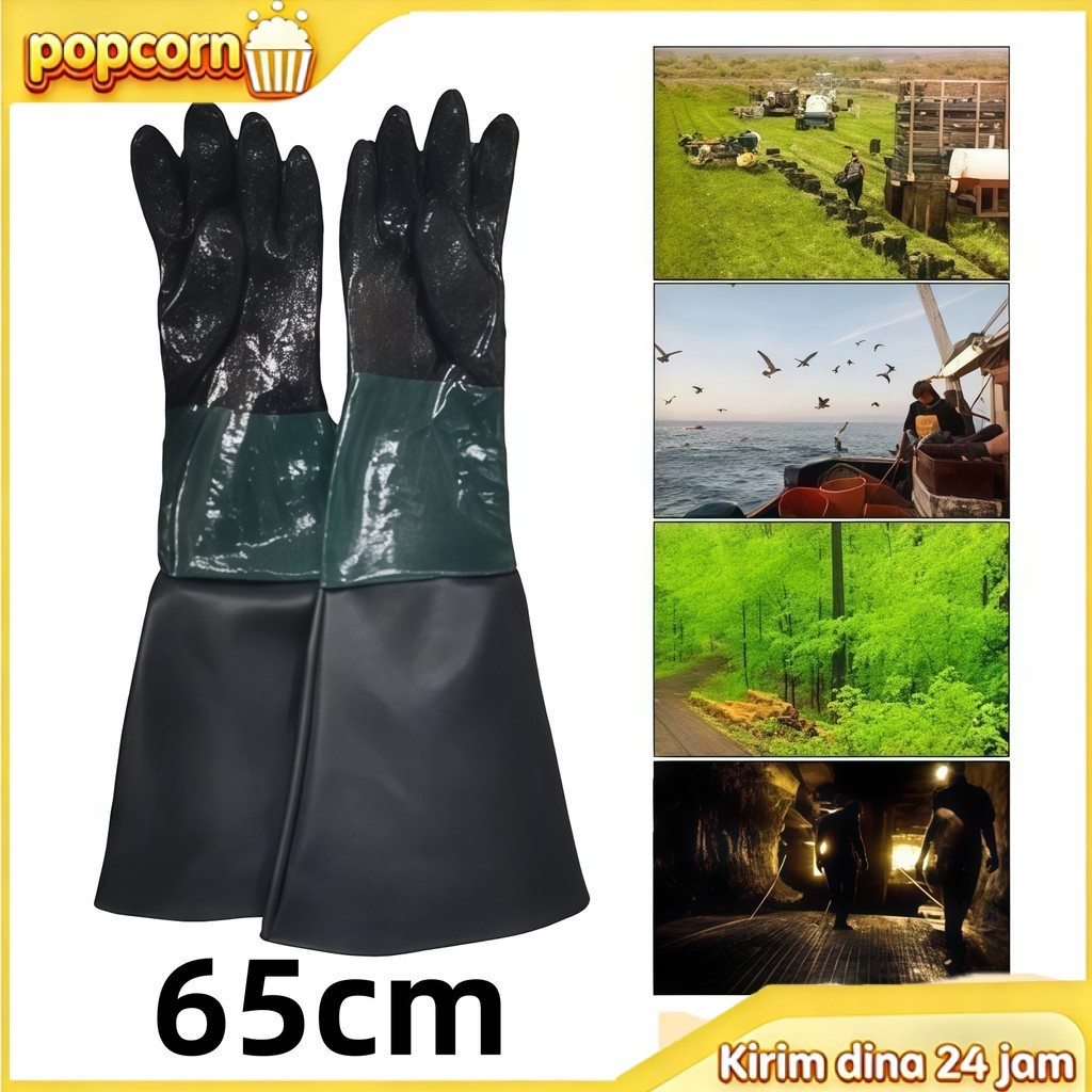 65cm Sarung Tangan Sandblast Sarung Tangan Pelindung Sandblasting Sarung Tangan Karet Sandblasting