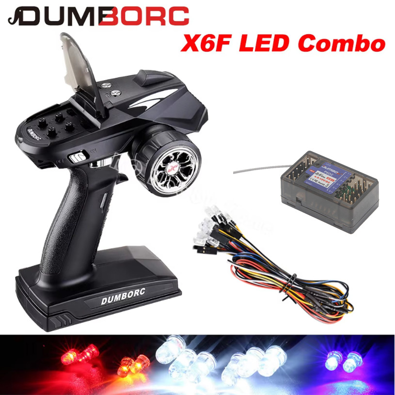 DUMBORC X6 6 2.4G RC Rao Controller Transmitter with X6F P6DC Receiver DC LED Set for  MN-90 Rc Car 