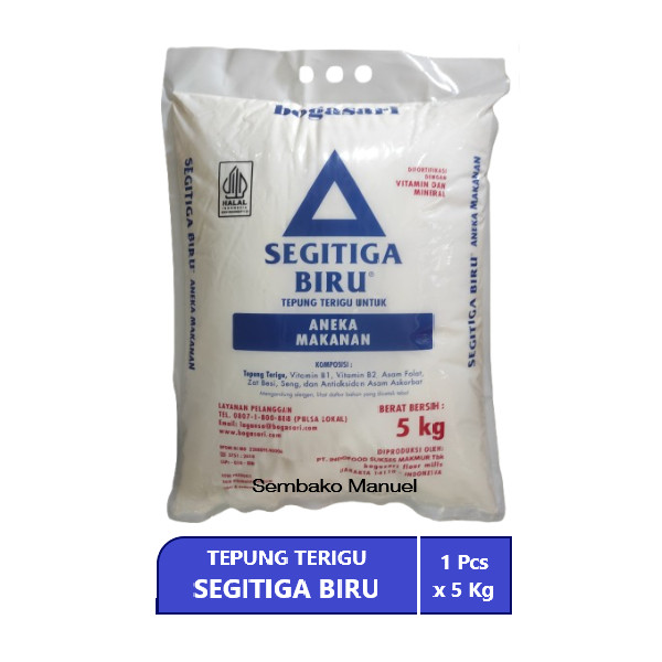 Tepung Terigu Segitiga Biru 5Kg karung sak pabrik