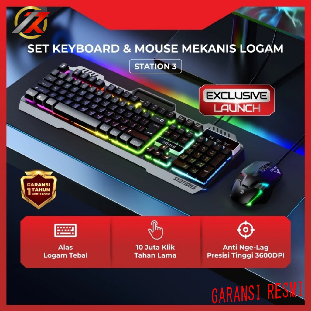 GAMEN Station 3 Gray Gaming Mouse Keyboard Combo