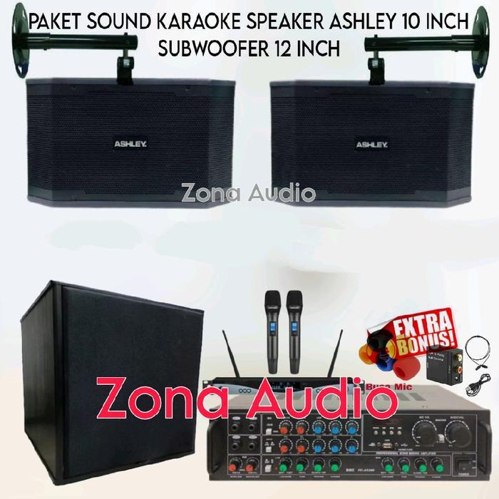 Paket Sound System Karaoke Speaker Ashley 10 Inch + Subwoofer 12 Inch Amplifier Usb Bluetooth Garans