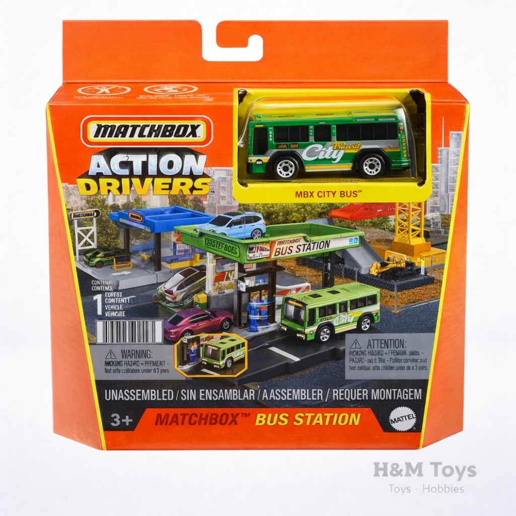 Matchbox Action Drivers Bus Station Playset + MBX City Bus - Diecast Mobil Mainan Anak - Mattel Orig