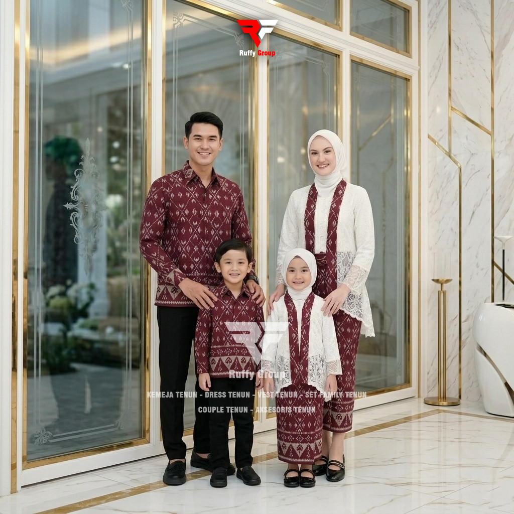AVTA TENUN - Setelan Kebaya Tenun Set Couple Keluarga Baju Sarimbit Keluarga Couple Kondangan Lamara