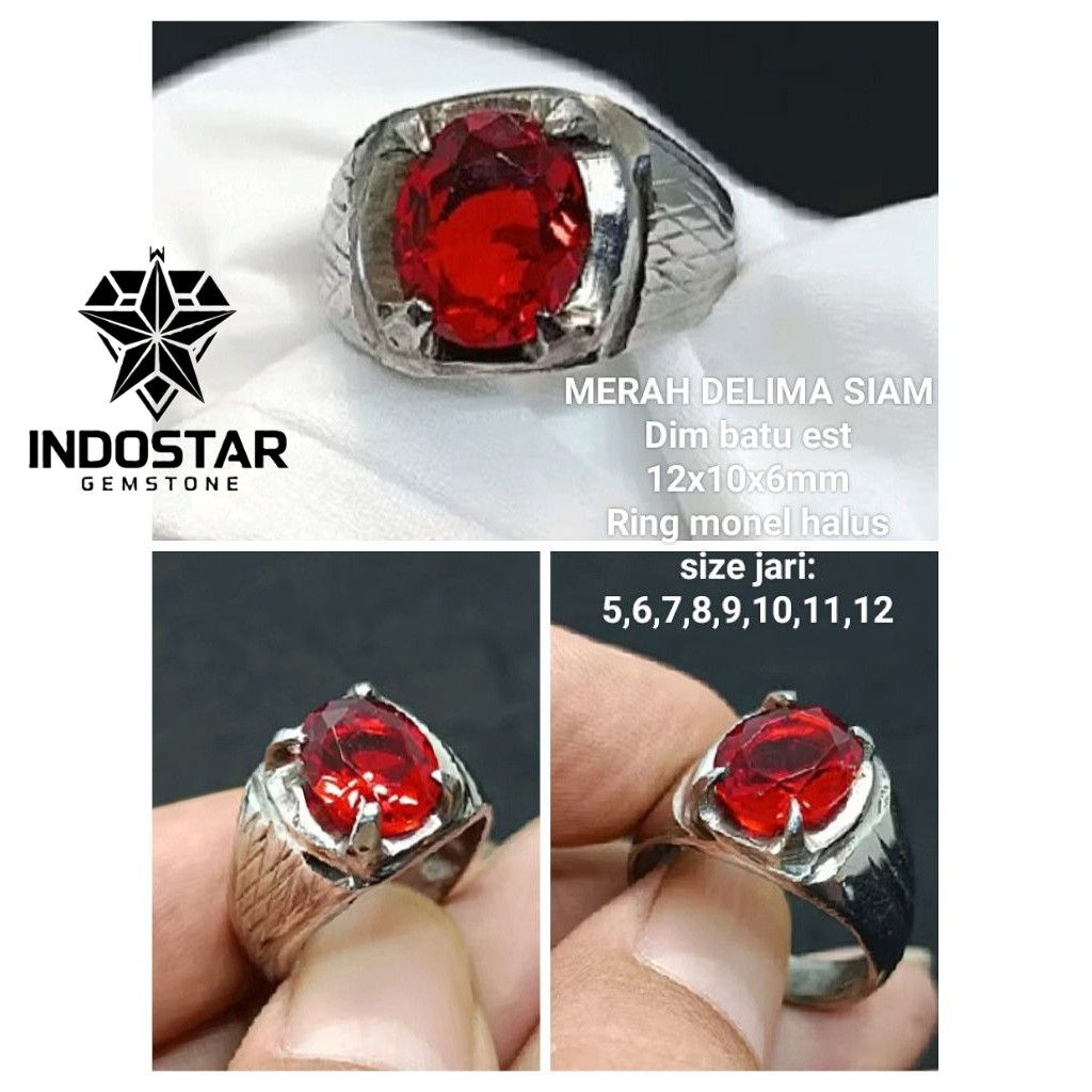 CINCIN BATU MERAH DELIMA SIAM BANGKOK CUTTING CRSLYSTAL